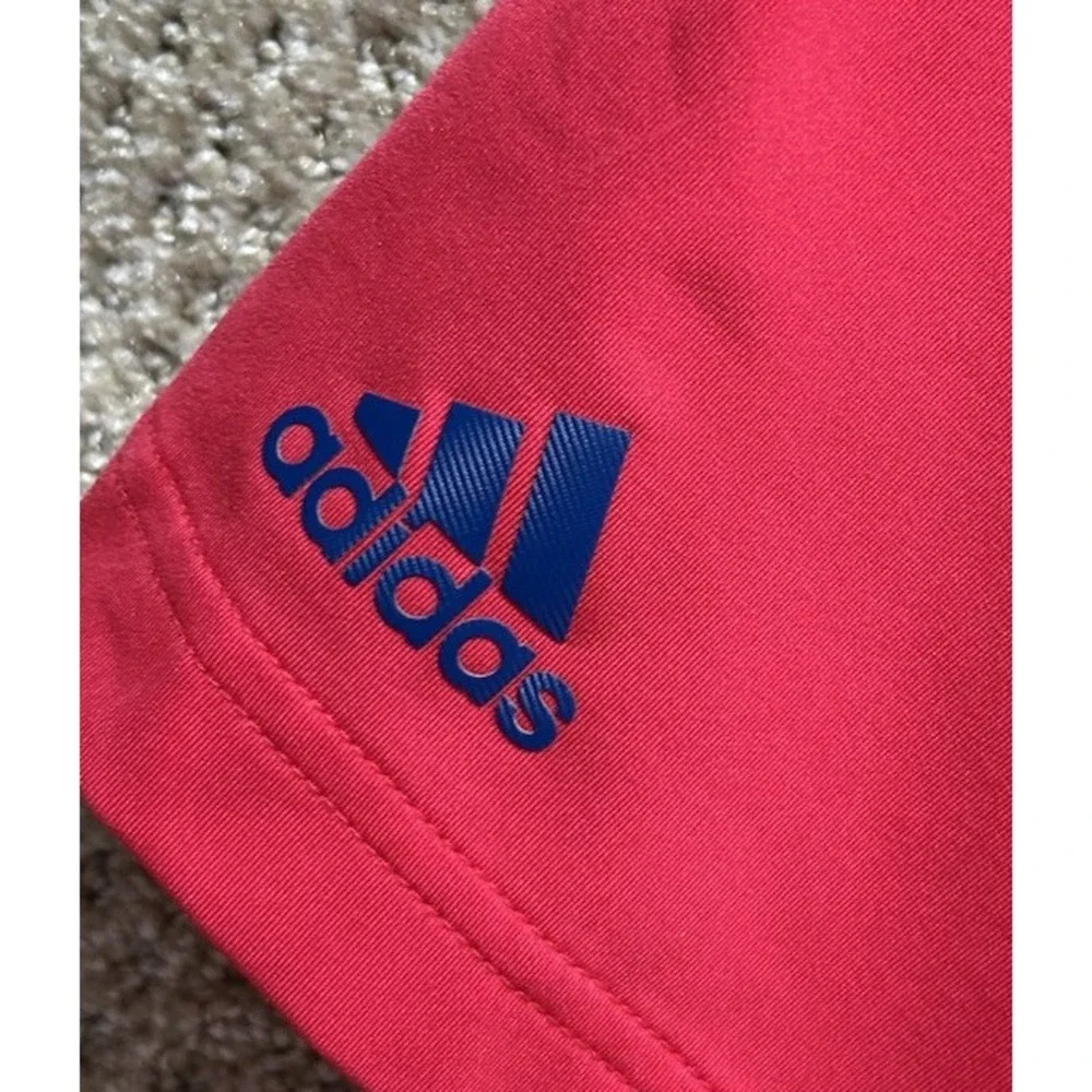 Adidas Short‎ Sleeve Polo Shirt Red Striped Men's Size Large